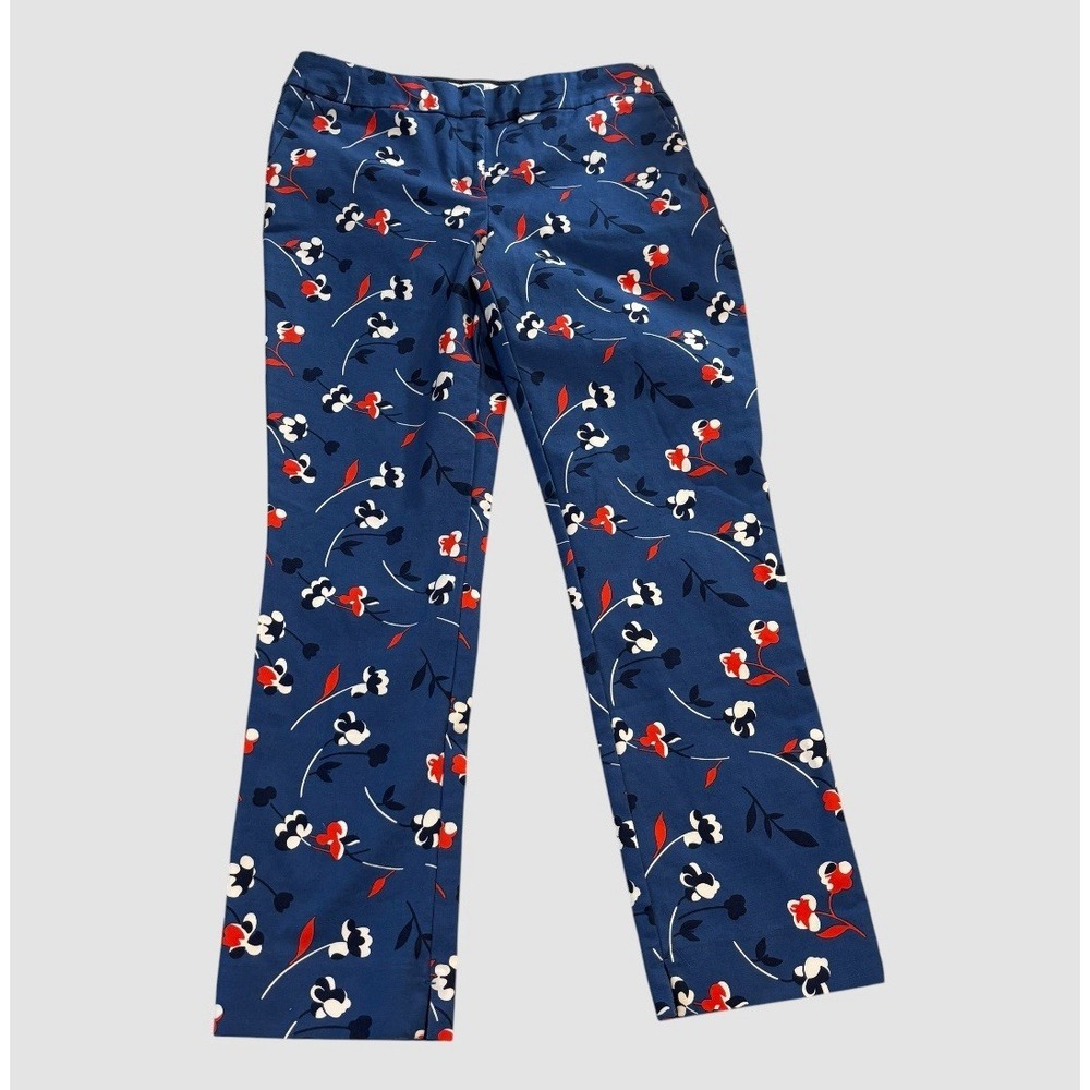 Boden‎ Richmond 7/8 Pants Women's 8P Red White Blue Floral Print Stretch